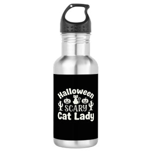 Halloween Verschrikkelijke Kat Dame_1 Waterfles