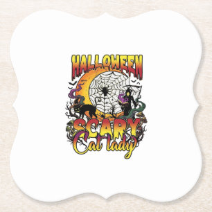 Halloween Verschrikkelijke Kat Dame Grim Reaper Ma Kartonnen Onderzetters