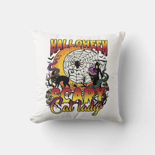 Halloween Verschrikkelijke Kat Dame Grim Reaper Ma Kussen (Voorkant)