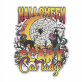 Halloween Verschrikkelijke Kat Dame Grim Reaper Ma Sticker (Voorkant)