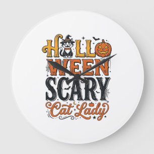 Halloween Verschrikkelijke Kat Dame Vintage Kat Sh Grote Klok