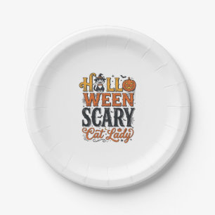 Halloween Verschrikkelijke Kat Dame Vintage Kat Sh Papieren Bordje