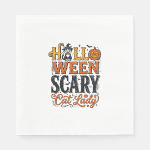 Halloween Verschrikkelijke Kat Dame Vintage Kat Sh Servet