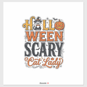Halloween Verschrikkelijke Kat Dame Vintage Kat Sh Sticker
