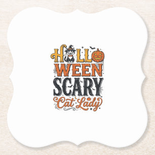Halloween Verschrikkelijke Kat Dame Vintage Kat T- Kartonnen Onderzetters