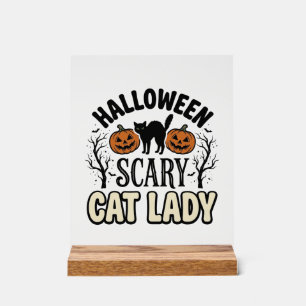 Halloween Verschrikkelijke Kat Dame Vintage Vector Acryl Bord