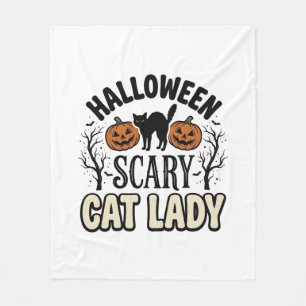 Halloween Verschrikkelijke Kat Dame Vintage Vector Fleece Deken