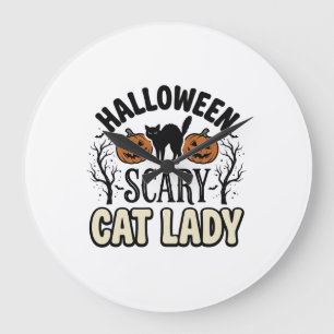 Halloween Verschrikkelijke Kat Dame Vintage Vector Grote Klok