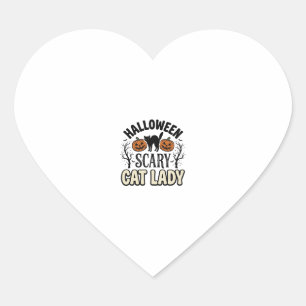 Halloween Verschrikkelijke Kat Dame Vintage Vector Hart Sticker