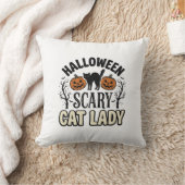 Halloween Verschrikkelijke Kat Dame Vintage Vector Kussen (Deken)