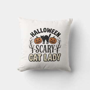 Halloween Verschrikkelijke Kat Dame Vintage Vector Kussen