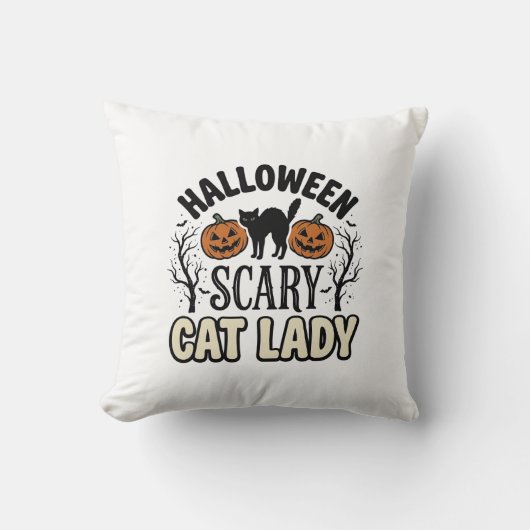 Halloween Verschrikkelijke Kat Dame Vintage Vector Kussen (Voorkant)