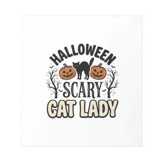 Halloween Verschrikkelijke Kat Dame Vintage Vector Notitieblok (Voorkant)