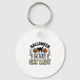 Halloween Verschrikkelijke Kat Dame Vintage Vector Sleutelhanger