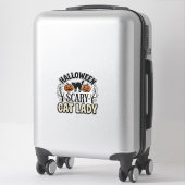 Halloween Verschrikkelijke Kat Dame Vintage Vector Sticker (Koffer)