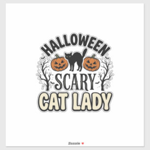 Halloween Verschrikkelijke Kat Dame Vintage Vector Sticker