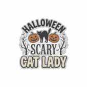 Halloween Verschrikkelijke Kat Dame Vintage Vector Sticker (Voorkant)