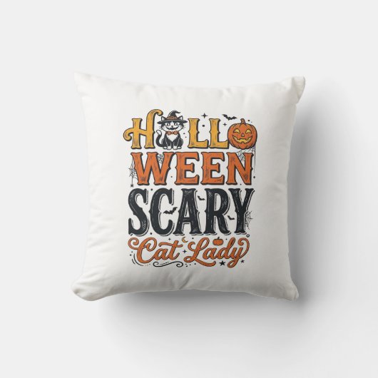 Halloween Verschrikkelijke Kat Dames Vintage Kat S Kussen (Voorkant)