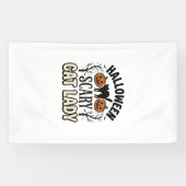 Halloween Verschrikkelijke Kat Lady Vintage Vector Spandoek (Horizontaal)