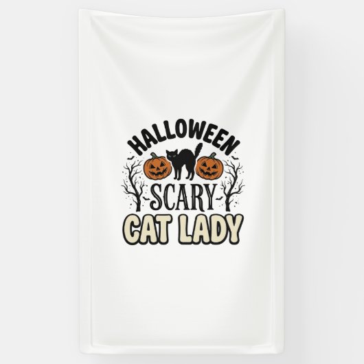 Halloween Verschrikkelijke Kat Lady Vintage Vector Spandoek (Verticaal)