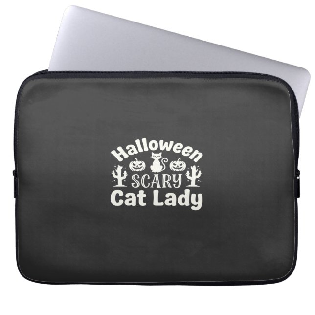 Halloween Verschrikkelijke Kat Vrouw_1 Laptop Sleeve (Voorkant)