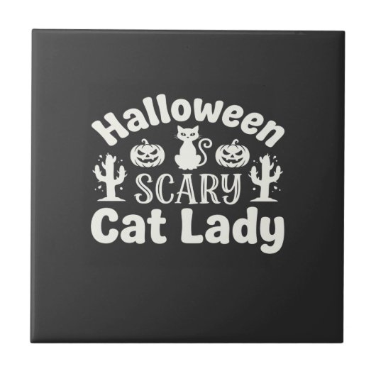Halloween Verschrikkelijke Kat Vrouw_1 Tegeltje (Voorkant)