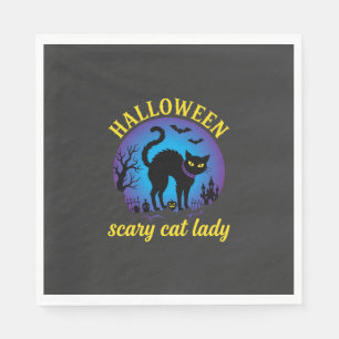 Halloween Verschrikkelijke Kat Vrouw Zwart Kat Servet