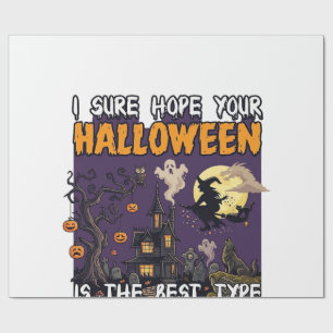 Halloween Verschrikking Spokenhuis Heks Geest_1 Cadeaupapier