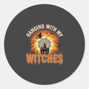 Halloween versieren met mijn heksen spookhuis ronde sticker