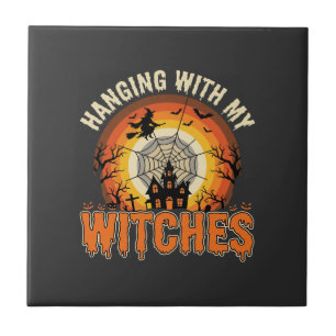 Halloween versieren met mijn heksen spookhuis tegeltje