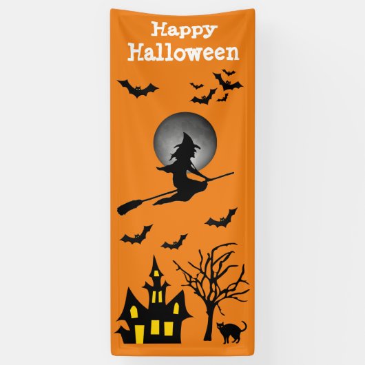 Halloween Vertical Spooky Witch Haunted House Bats Spandoek (Verticaal)