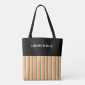 Halloween Vertical Stripe Oranje Black Gold Name Tote Bag (Achterkant)