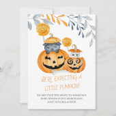 Halloween Verwacht een kleine pompoen zwangerschap Aankondiging (Voorkant)