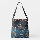 Halloween Vibe Skelet Dans Modern Grappig Crossbody Tas (Achterkant)