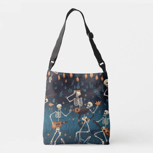 Halloween Vibe Skelet Dans Modern Grappig Crossbody Tas (Achterkant)
