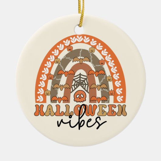 Halloween Vibes Boho Rainbow Herfst Halloween Keramisch Ornament (Voorkant)