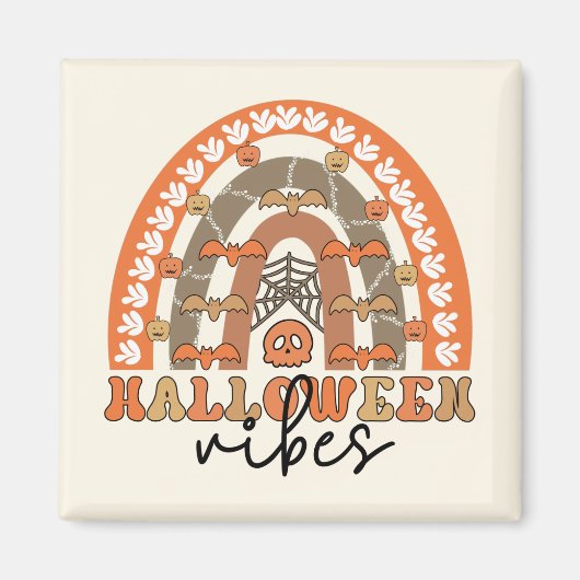 Halloween Vibes Boho Rainbow Herfst Halloween Magneet (Voorkant)