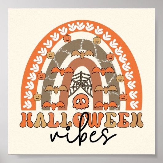Halloween Vibes Boho Rainbow Herfst Halloween Poster (Voorkant)
