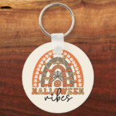 Halloween Vibes Boho Rainbow Herfst Halloween Sleutelhanger (Voorkant)