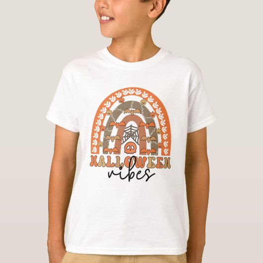 Halloween Vibes Boho Rainbow Herfst Halloween T-shirt (Voorkant)