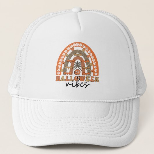 Halloween Vibes Boho Rainbow Herfst Halloween Trucker Pet (Voorkant)