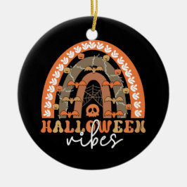 Halloween Vibes Boho Rainbow Herfst Spooky Keramisch Ornament