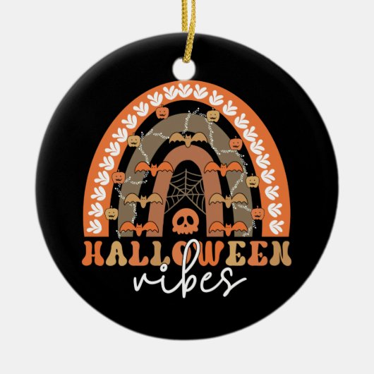 Halloween Vibes Boho Rainbow Herfst Spooky Keramisch Ornament (Voorkant)