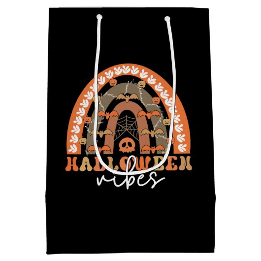 Halloween Vibes Boho Rainbow Herfst Spooky Medium Cadeauzakje (Achterkant)