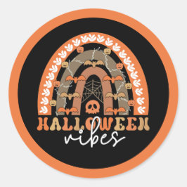Halloween Vibes Boho Rainbow Herfst Spooky Ronde Sticker