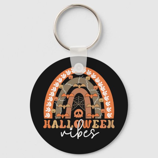 Halloween Vibes Boho Rainbow Herfst Spooky Sleutelhanger (Voorkant)