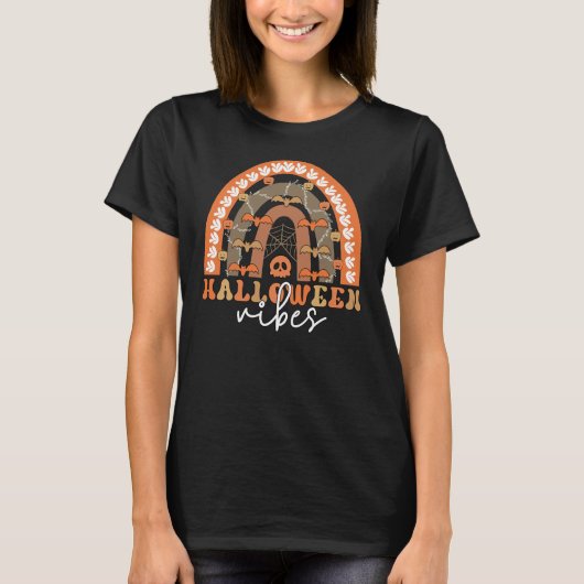 Halloween Vibes Boho Rainbow Herfst Spooky T-shirt (Voorkant)
