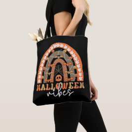 Halloween Vibes Boho Rainbow Herfst Spooky Tote Bag