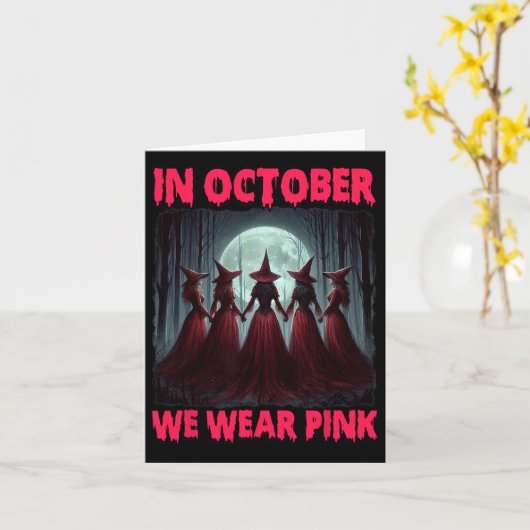 Halloween vibes borstkanker heks in oktober We Kaart (Gele Bloem)