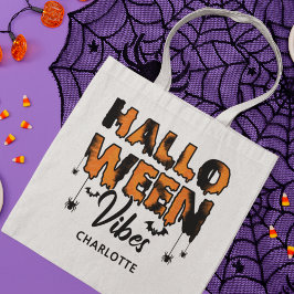 Halloween Vibes Modern Typography Custom Name Tote Bag